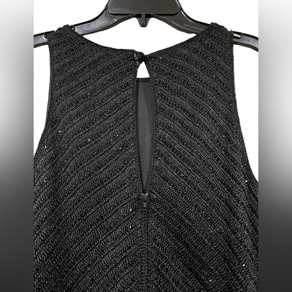 Carmen Marc Valvo Beaded Tank Top Size Large Black Sleeveless Keyhole Back - Picture 7 of 10